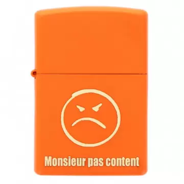 Briquet Zippo orange gravure personnalisée