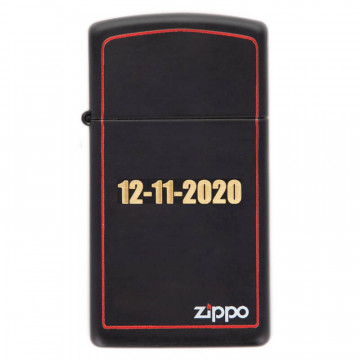 Briquet Zippo slim noir bordure rouge personnalisé
