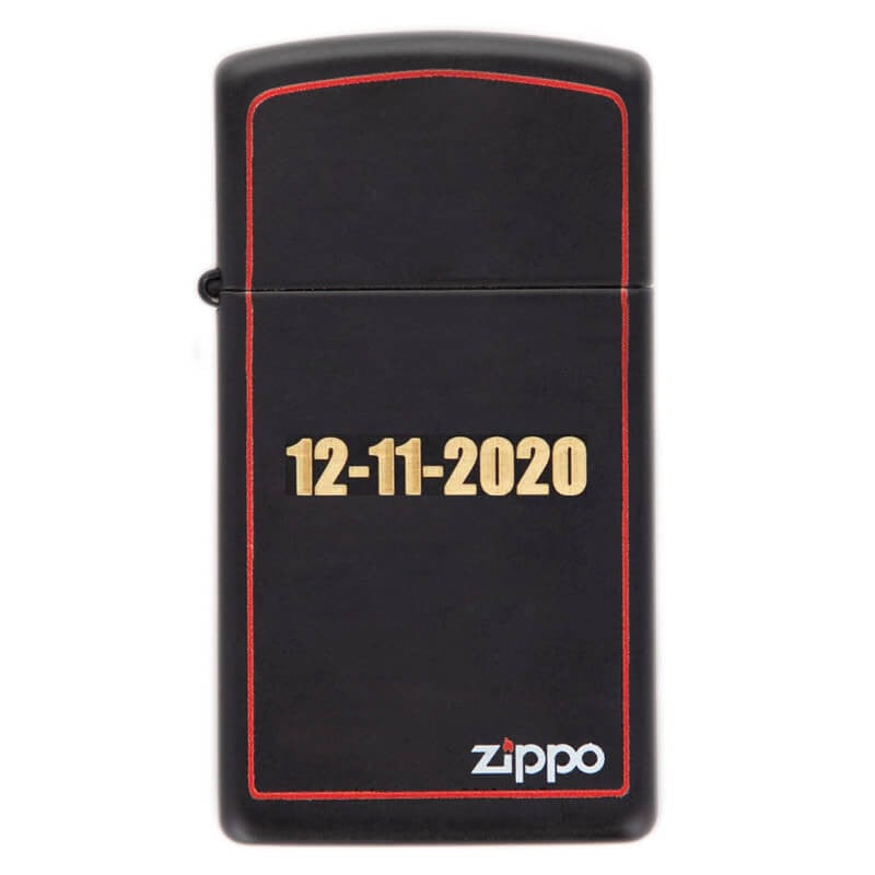 Briquet zippo noir bordure rouge slim