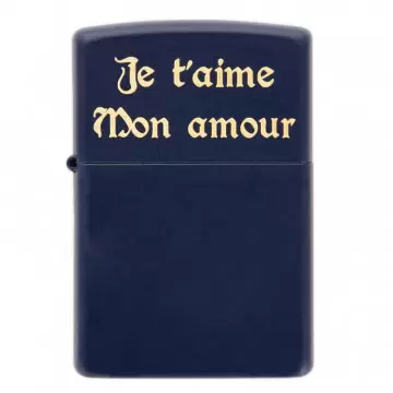Briquet Zippo bleu marine mat avec gravure personnalisée