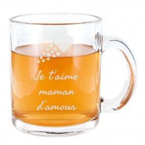 Tasse en verre personnalisée avec dessin et prénom gravés