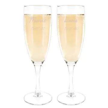 Lot de 2 flûtes à champagne personnalisé | Gravure texte