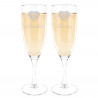 Flûtes à champagne duo coeur avec gravure texte