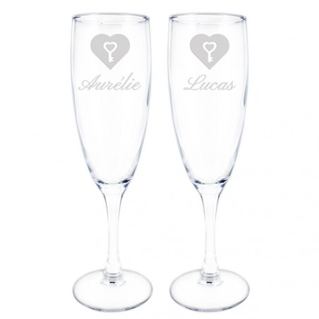 Flûtes à champagne duo coeur à personnaliser
