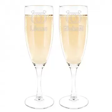 Duo de flûtes à champagne alliance à personnaliser | Cadeau Mariage