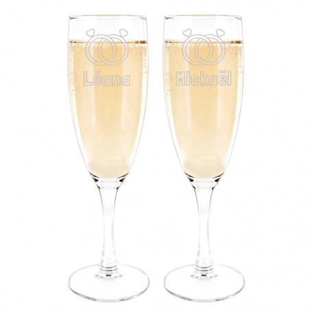 Flutes à champagne alliances à personnaliser