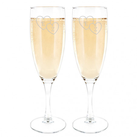 2 flûtes à champagne initiales unique
