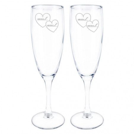 2 flûtes à champagne initiales pour un couple
