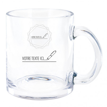 Tasse en verre avec design Anniversaire et gravure texte