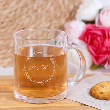 Tasse à thé personnalisée avec initiales cœur