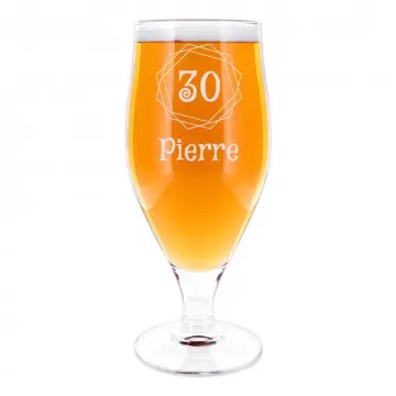 Verre à bière personnalisé | Design Anniversaire | Gravure texte