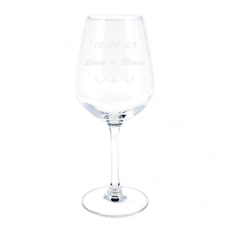 Verre à vin rouge cœur gravure texte