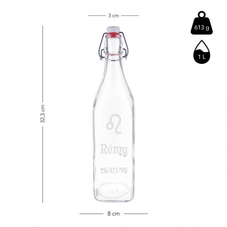 Bouteille de table en verre taille et poids