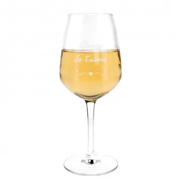 Verre à vin blanc personnalisé | Texte gravé & Design Coeur