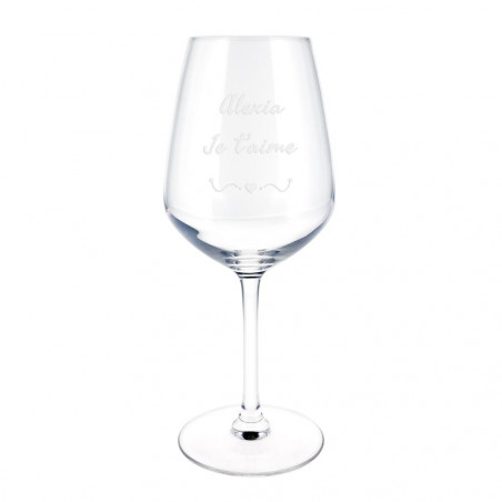 Verre vin blanc design cœur à personnaliser