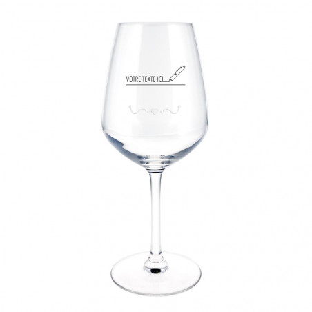 Verre vin blanc design cœur avec gravure texte