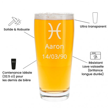 Verre à bière demi gravé
