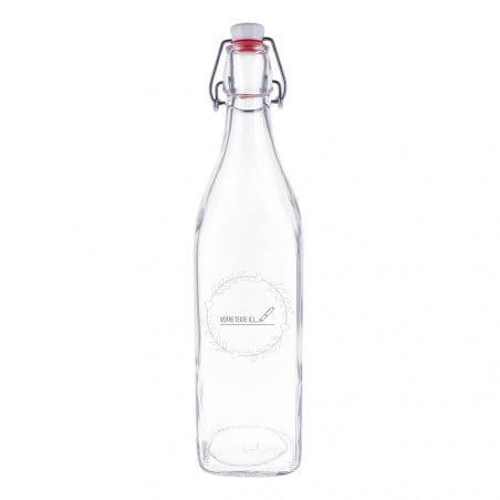 Bouteille table en verre avec cadre cœur