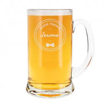 Chope bière personnalisée mariage | Texte gravé | Témoin homme