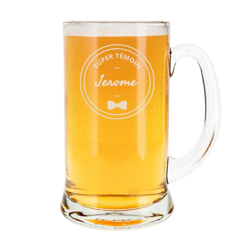 Chope bière personnalisée pour témoin mariage homme