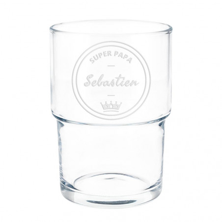 Verre à eau avec gravure texte superpapa