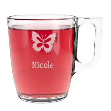 Tasse à Thé personnalisé en verre | Gravure Texte & Design unique