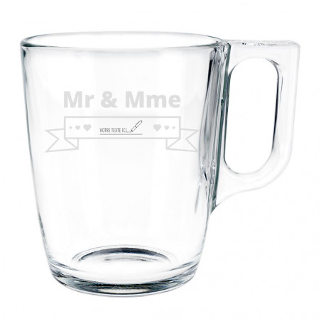 Tasse à thé en verre couple personnalisé