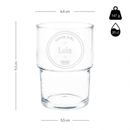 Verre à eau fille taille