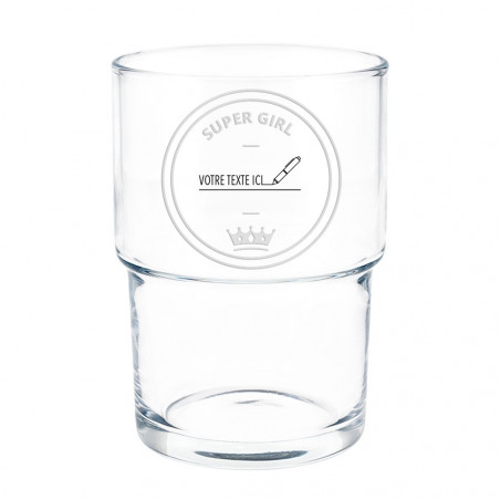 Verre à eau Supergirl gravure texte