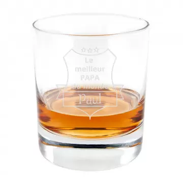 Verre à Whisky Ecusson personnalisable | Gravure texte au choix