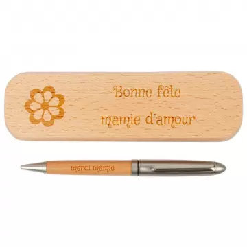 Coffret stylo bois personnalisé | Gravure texte sur stylo et coffret