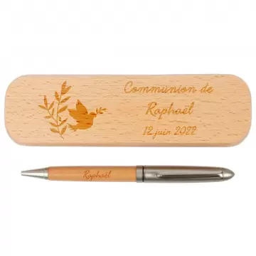 Coffret stylo bois personnalisé | Gravure texte | Cadeau baptême