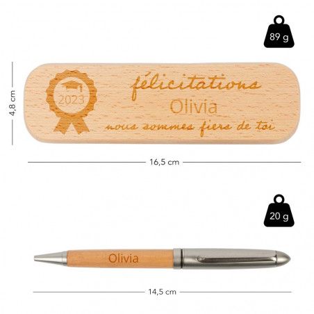 Coffret stylo bois personnalisé taille