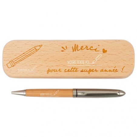 Coffret stylo bois unique pour Maitresse