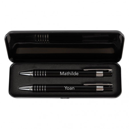 Coffret intérieur stylo bille et porte mine noir