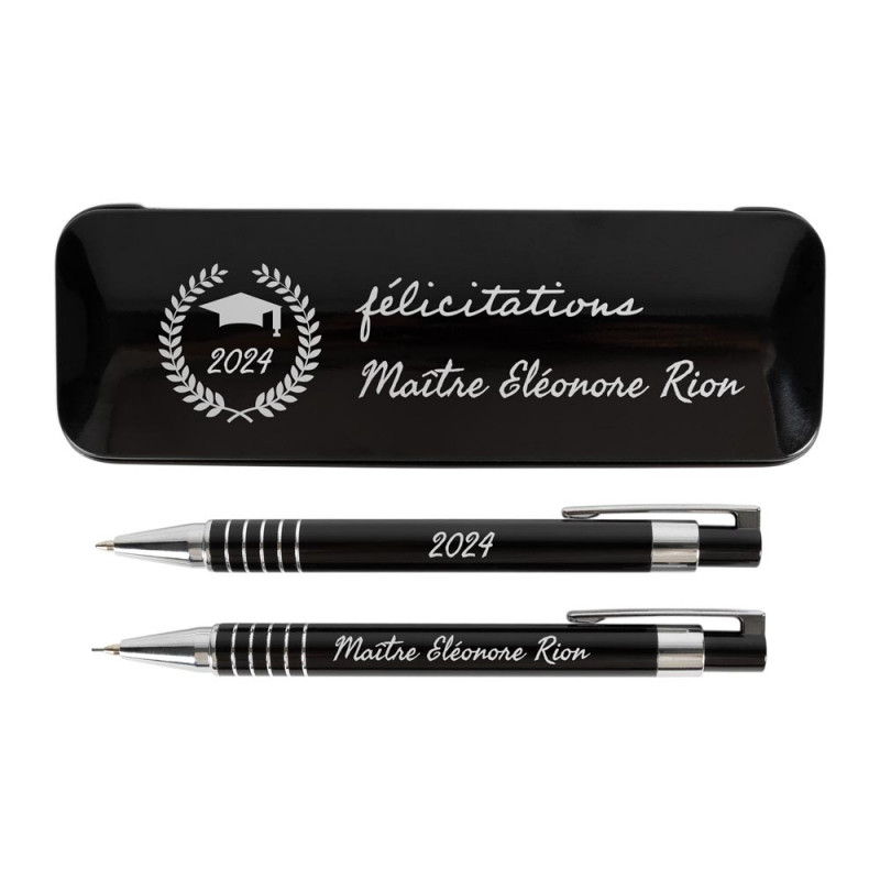 Coffret stylo et porte mine félicitation personnalisé