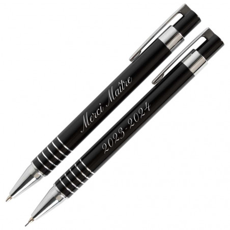 Coffret stylo et porte mine gravure texte - Cadeau maitresse