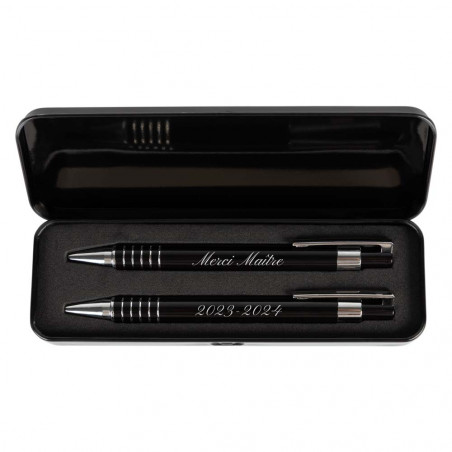 Intérieur coffret stylo et porte mine personnalisé pour maitresse