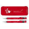 Coffret stylo et porte mine rouge gravé texte communion