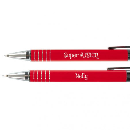 Coffret stylo et porte mine rouge gravé - Cadeau maitresse
