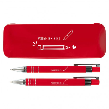 Coffret stylo et porte mine gravure - Cadeau maitresse
