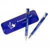 Coffret stylo et porte mine bleu texte gravé communion