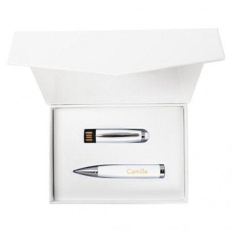 Stylo clé USB blanc gravé