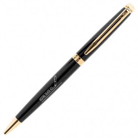 Stylo Waterman Hémisphère noir original avec gravure texte