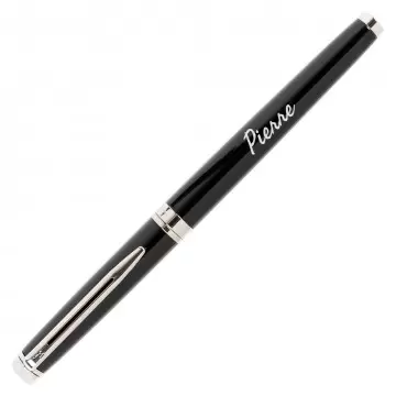 Stylo Hémisphère Waterman rollier noir à personnaliser | Gravure texte