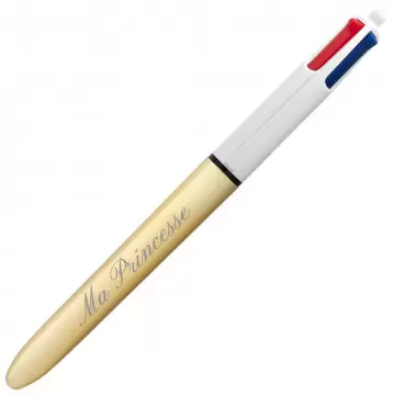 Stylo Bic 4 couleurs doré avec personnalisation texte unique