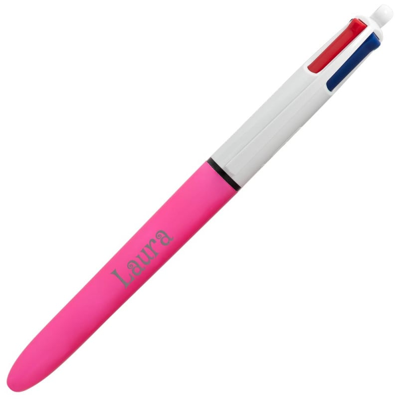 Stylo rose 4 couleurs personnalisé de la marque Bic