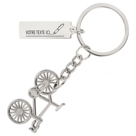 Porte clé bicyclette texte gravure personnalisable