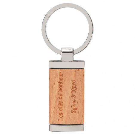 Porte clé rectangle en bois unique