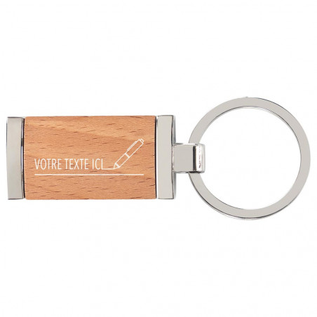 Porte clé rectangle en bois avec personnalisation texte
